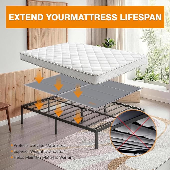 Bunkie Board King 10mm(76” x 80”), Anti-Sag, Non-Slip Base & Noise-Free,Folding Mattress Support Board for Metal Bed Frame，Grey