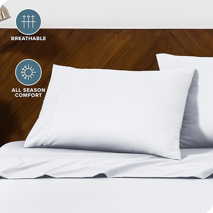 Bare Home Microfiber Pillow Cases - King 20x36 - Cooling Pillowcases - Double Brushed - Easy Care - Envelope Closure (King Pillowcase Set of 2, White)