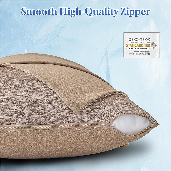 CHOSHOME Cooling Pillow Cases Zipper Pillow Covers Q-Max > 0.45 Zippered Pillowcases for Hot Sleepers, Soft, Breathable, Skin-Friendly, 2 Pack (Queen, 20"x30", Brown)