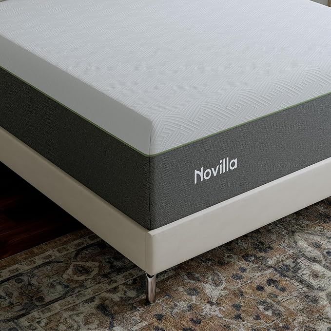 Novilla Bliss Green Tea Twin XL Mattress, 12 Inch Gel Twin XL Memory Foam Mattress in a Box for Hot Sleepers with Nylon Cover, Cool Comfort & Back Pain Relief & Motion Isolating with Certified Foams