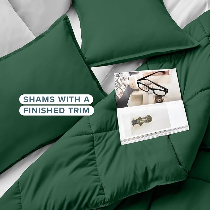 Bare Home Comforter Set - California King Size - Ultra-Soft - Goose Down Alternative - Premium 1800 Series - All Season Warmth (California King, Forest Green)