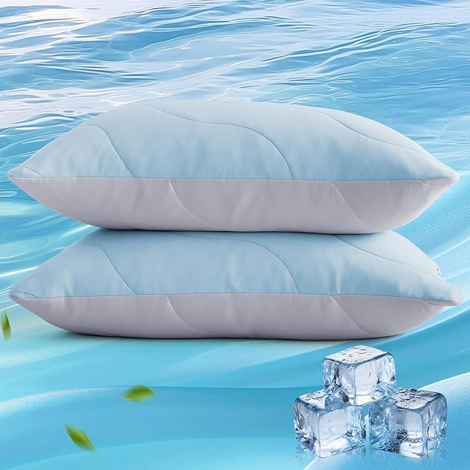 Three Geese Cooling Goose Feather Down Pillows King Size Set of 2, Q-Max>0.45, Cool Hotel Bed Pillows for Hot Sleepers, Washable Removable Cover, 20" x 36"