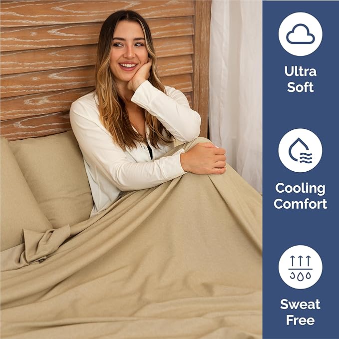 King Size 4 Piece Sheet Set - Comfy Breathable & Cooling Sheets - Hotel Luxury Bed Sheets for Women & Men - Deep Pockets, Easy-Fit, Soft & Wrinkle Free Sheets - Heathered Tan Oeko-Tex Bed Sheet Set