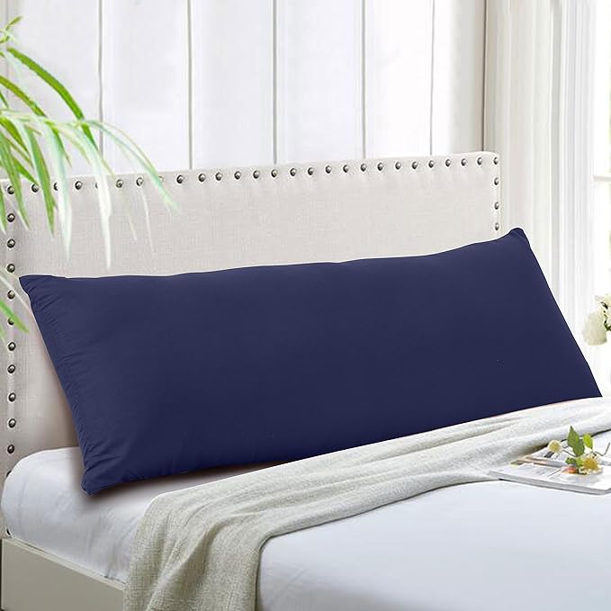 EVOLIVE Ultra Soft Body Pillow Cover/Pillowcases 21"x54" with Hidden Zipper Closure (21"x54" Body Pillow Cover, Navy) (Pack of 2)
