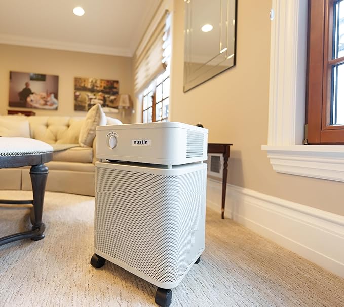 Austin Air HealthMate Plus Air Purifier White - Advanced 4- Stage Filtration Air Purifiers For Home with Activated Carbon & Zeolite - Ideal as Air Purifiers for Bedroom or any Large room, Model B450