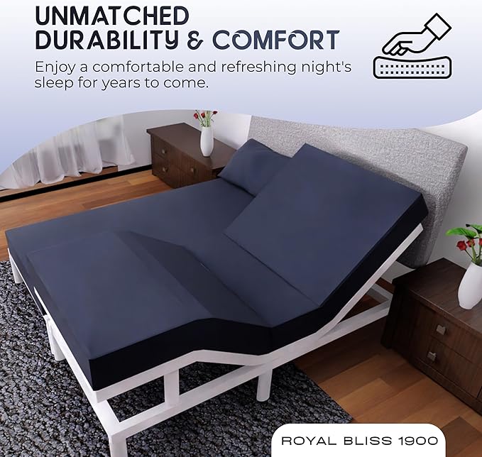 | Split Queen Sheets | 5 Pcs Set of Adjustable Bed Sheets | Soft, Wrinkle-Resistant Navy Blue