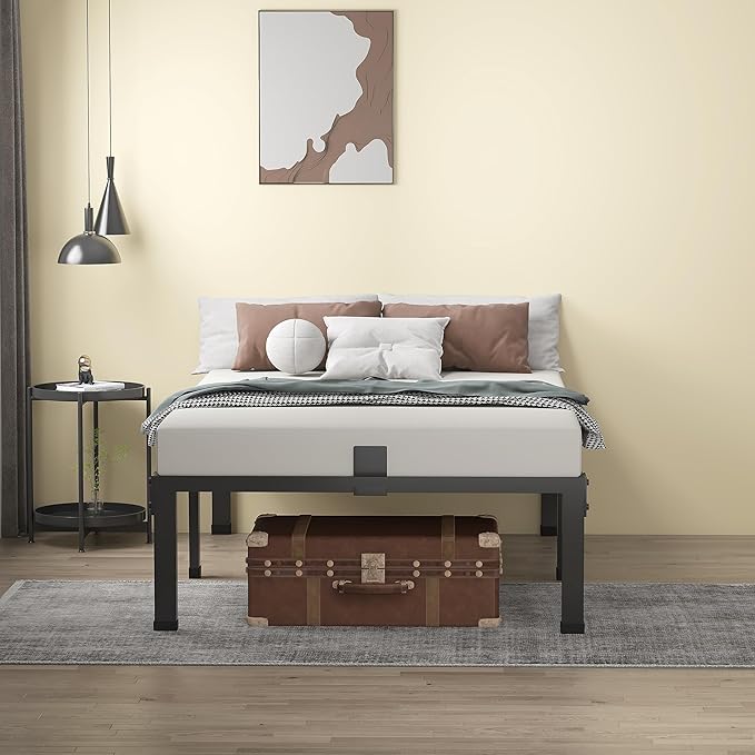 MAF 14 Inch Metal Platform Twin Bed Frames, Heavy Duty Black Bed Frame with Steel Slats Support, No Box Spring Needed, Noise Free, Non-Slip, Easy Assembly