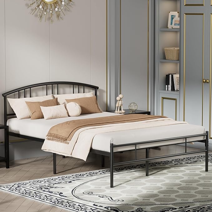 VECELO Full Bed Frame with Headboard and Footboard, 14 Inch Metal Platform Mattress Foundation, Sturdy Premium Steel Slat/No Box Spring Needed