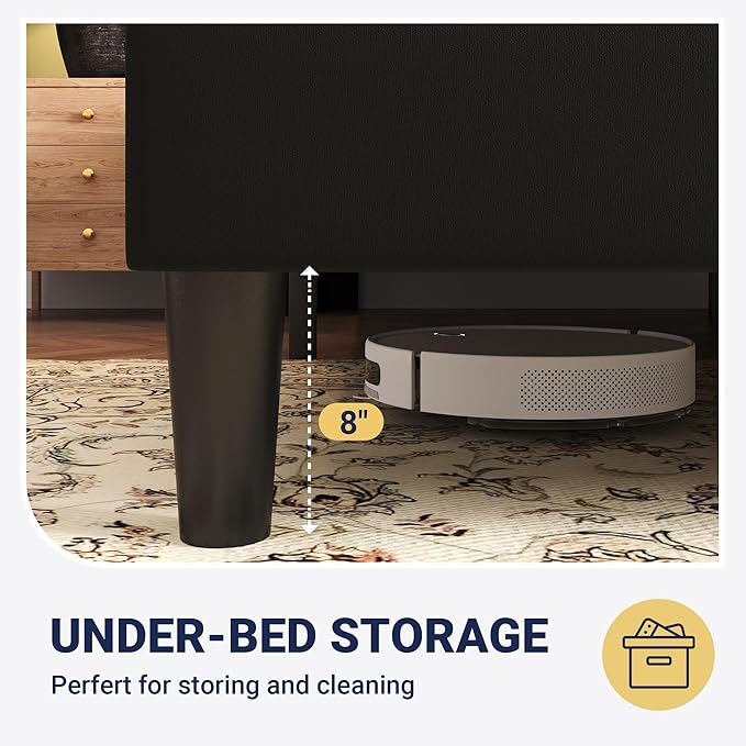Allewie Full Size Platform Velvet Bed Frame with Geometric Wingback Headboard, Boho Upholstered Bed with Wooden Slats Support, No Box Spring Needed, Easy Assembly, Black