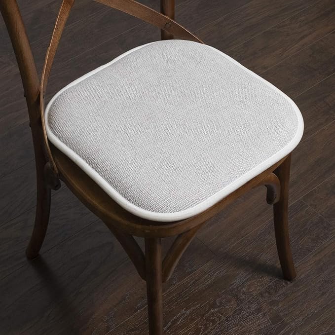 Sweet Home Collection Chair Cushion Memory Foam Pads Honeycomb Pattern Slip Non Skid Rubber Back Rounded Square 16" x 16" Seat Cover, 6 Pack, Alexis Gray/White
