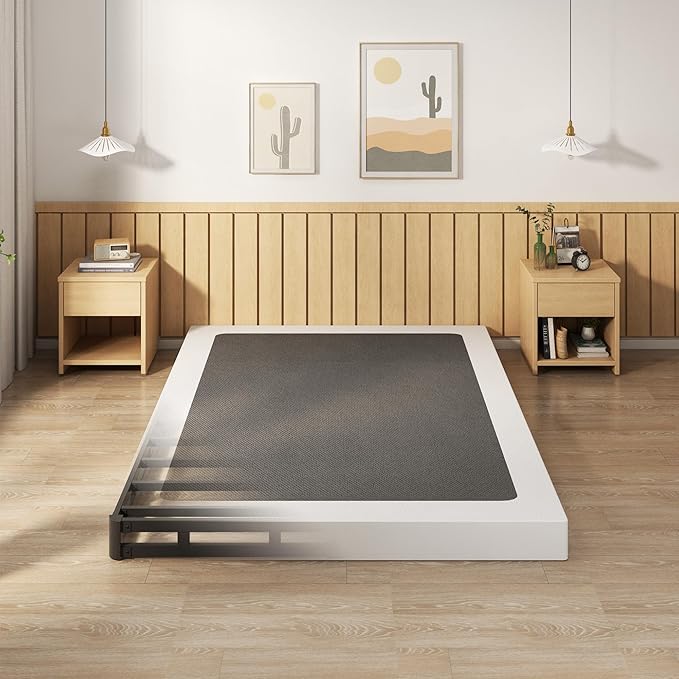 EMODA 4 Inch Box Spring for Queen Bed, 3000 LBS Heavy Duty Metal Mattress Foundation Bed Bas with Fabric Cover, Easy Assembly