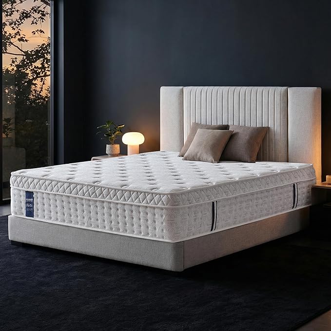 Queen Size Mattress 14 Inch Hybrid Mattress in a Box, Memory Foam & Pocket Spring, Medium Plush, Cooling Breathable Silver Thread, Pressure Relief, Motion Isolation, 365-Night Trial