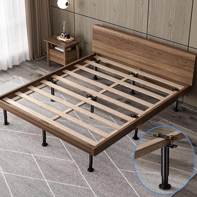 Set of 4 Adjustable Bed Legs Replacement, Adjustable Metal Bed Frame Support Legs 7.08-12.6 inch, Upgrade Under Bed Support Leg with Wider Base, Heavy Duty Center Support Legs