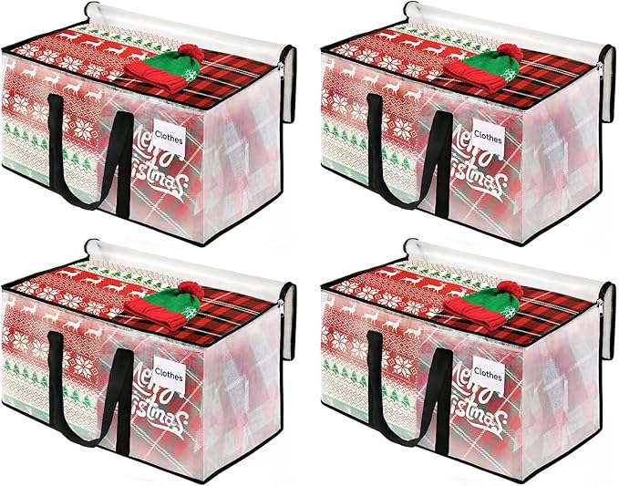 BlissTotes Moving Bags, 125L 4-Pack Storage Bags, Moving Box Heavy Duty Extra Large, Moving Totes with Zipper, Large Packing Bag with Reinforced Handles, Boxes for Packaging Moving