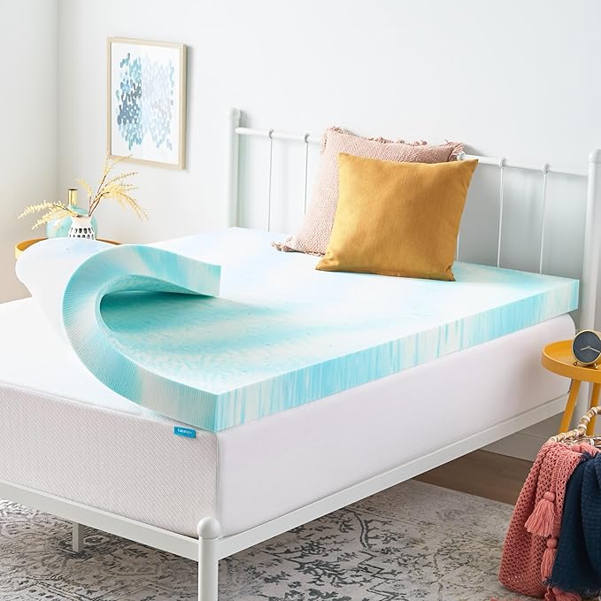 Linenspa 4 Inch Swirl Gel Memory Foam Mattress Topper, California King Size – Cooling Gel Infused, Ventilation Holes – Pressure Relieving Bed Topper – CertiPUR Certified