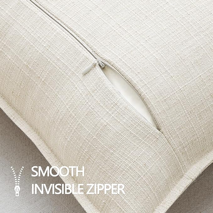 MIULEE Thick Textured Long Body Pillowcase, 1 Pack 14x36 Natural Beige Decorative Body Pillow Cover for Bed Couch Sofa, Neutral Linen Cushion Cases, Modern Farmhouse Home Decor, No Filling