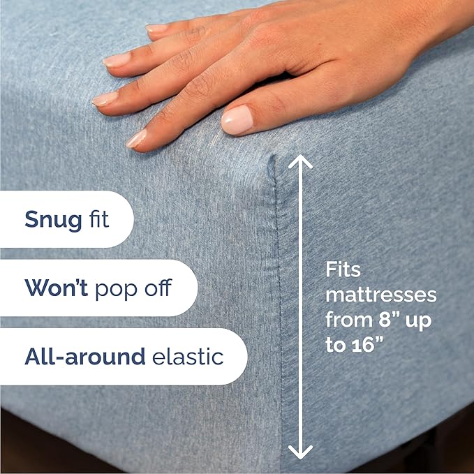 Cal King 6 Piece Sheet Set - Comfy, Breathable & Cooling - Soft Hotel Luxury Bedding for Women, Men, Kids, Teens & Children - 1 Flat & 1 Fitted Sheet & 4 Pillowcases w/ Deep Pockets - Heathered Blue