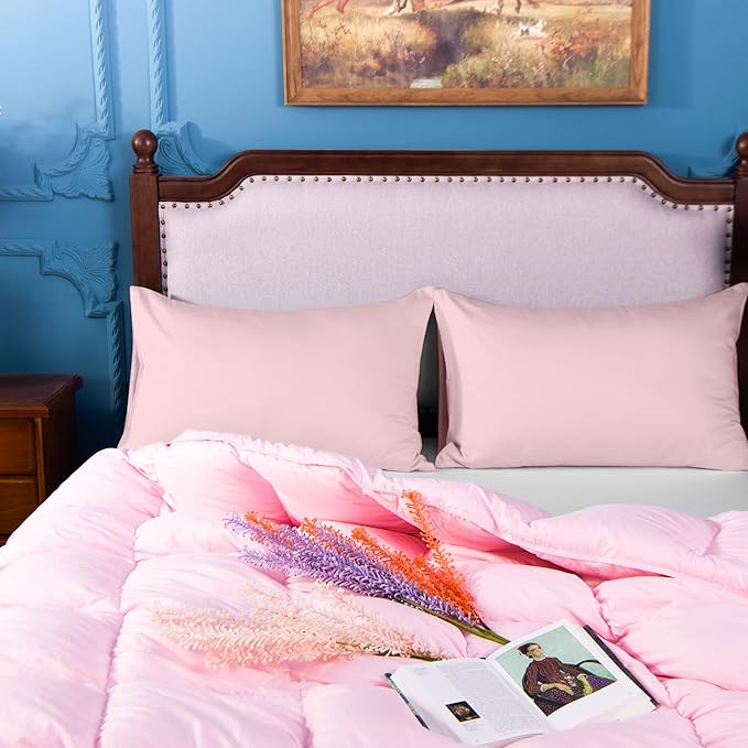 NTBAY Egyptian Cotton King Pillowcases - Set of 2, 500 Thread Count Cotton Pillowcases - Soft and Breathable Envelope Closure Pillow Cases - 20x36 Pillow Covers for Bed, Pink
