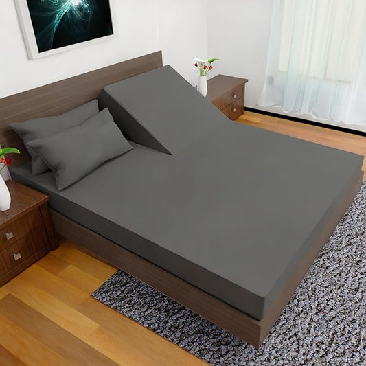 Top Split California King Sheet Set for Adjustable Bed 4 Pcs, Double Brushed Microfiber Split Head Sheets, Ultra Cooling 16in Deep Pocket Wrinkle Resistant (Dark Grey)