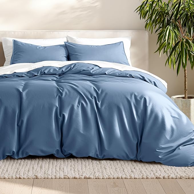 Bare Home Bedding Duvet Cover Queen Size - Premium 1800 Super Soft Collection - Lightweight, Cooling Duvet Cover - Soft Breathable Bedding (Queen, Coronet Blue)