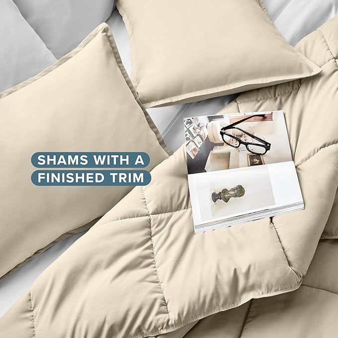 Bare Home Comforter Set - Oversized Queen Size - Ultra-Soft - Goose Down Alternative - Premium 1800 Series - All Season Warmth (Oversized Queen, Sand)