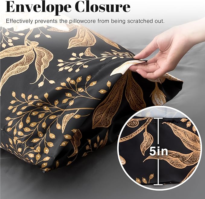 EXQ Home Satin Pillowcase for Hair and Skin Queen - Peony Printed Silk Pillowcase 20x54 inches - Body Satin Pillow Cases with Envelope Closure, Gifts for Women