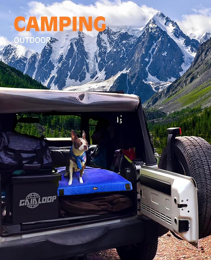 GAIALOOP 3 Inch Memory Foam Camping Mattress, Dual Layer Thick Sleeping Camp Pad for Car Tent Cot, Roll-Up Portable Glamping Floor Bed for Guests Sleepover