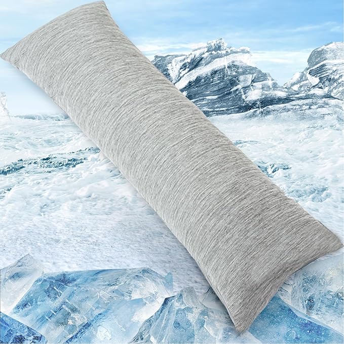 CHOSHOME Body Pillow Cover, Cooling Pillow Cases Zipper Long Pillow Case for Hot Sleepers Q-Max > 0.45, Soft, Breathable, Skin-Friendly, 2 Pack (20"x54", Grey)