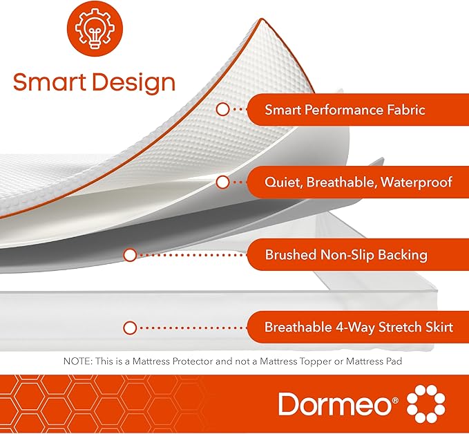Dormeo Premium Mattress Protector, Twin XL, with Cooling Technology, Waterproof, 80” L x 39” W x 18” H