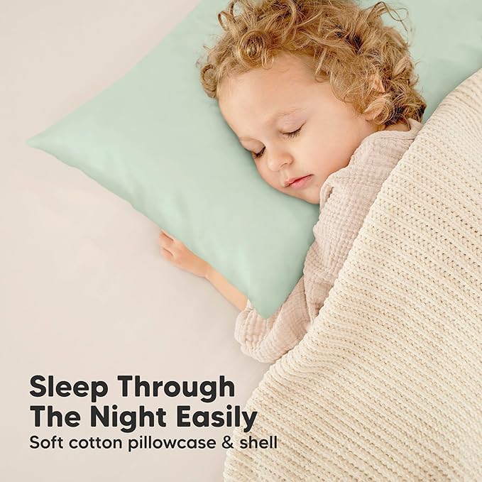 Toddler Pillow with Pillowcase - 13x18 My Little Dreamy Kids Travel Bed Pillows for Sleeping, Organic Cotton Small Pillowcase, Soft & Breathable, Machine Washable, Toddlers 2-5 years old(French Gray)