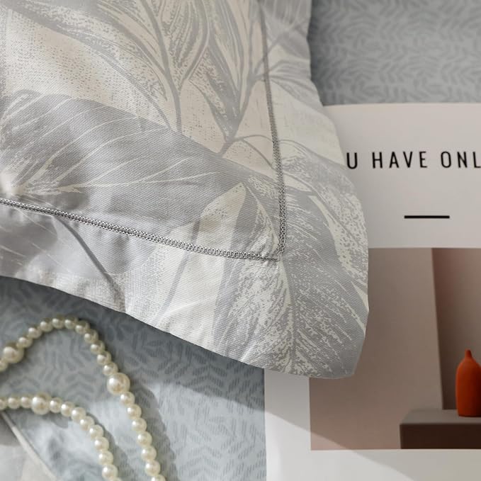 OAITE Duvet Cover Set King Size Floral Pattern Ultra Soft 100% Cotton Duvet Cover Sets 3-PC, Breathable Duvet Cover with Zipper Closure & Corner Ties(2 Pillow Shams,1 Duvet Cover)