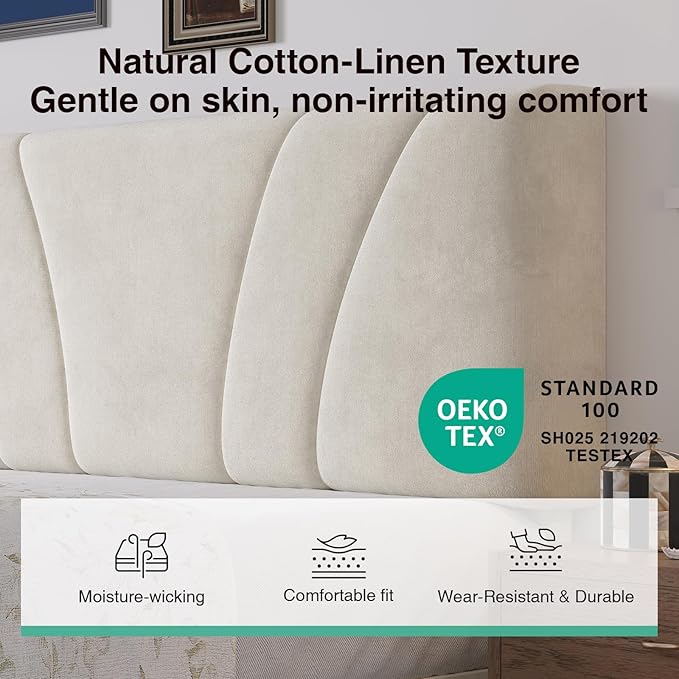 Novilla Queen Size Bed Frame, Queen Bed Frame with Headboard, Queen Bed Frame with Drawers, LED Bed Frame Queen Size, Charging Station and Adjustable Headboard, No Box Spring Needed, White Velvet