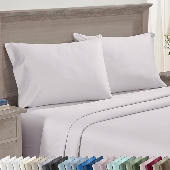 California Design Den Pillow Cases King Size Set of 2 - Premium 600 Thread Count, 100% Cotton King Size Pillows Cases, Breathable Sateen, Fits King Pillows - Pale Lavender