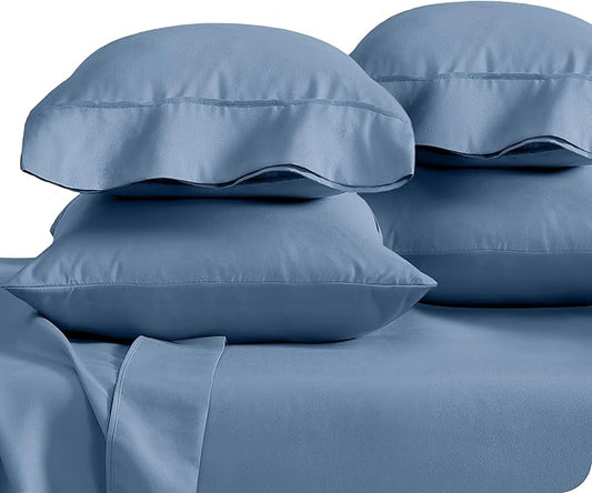 Bare Home Microfiber Bulk Pillow Cases - King Set of 4 - Cooling Pillowcases - Double Brushed - Coronet Blue Pillowcases 4 Pack - Easy Care (King - 4 Pack, Coronet Blue)