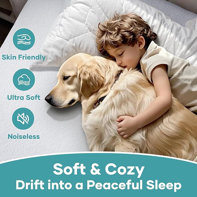 OhGeni Waterproof Mattress Protector, California King Size Fitted Sheet with Deep Pocket,6''-18'' Washable Hypoallergenic Mattresses Cover,Noiseless Soft Mattress Pad,Comfort for 6'3",Pee & Dirt-proof
