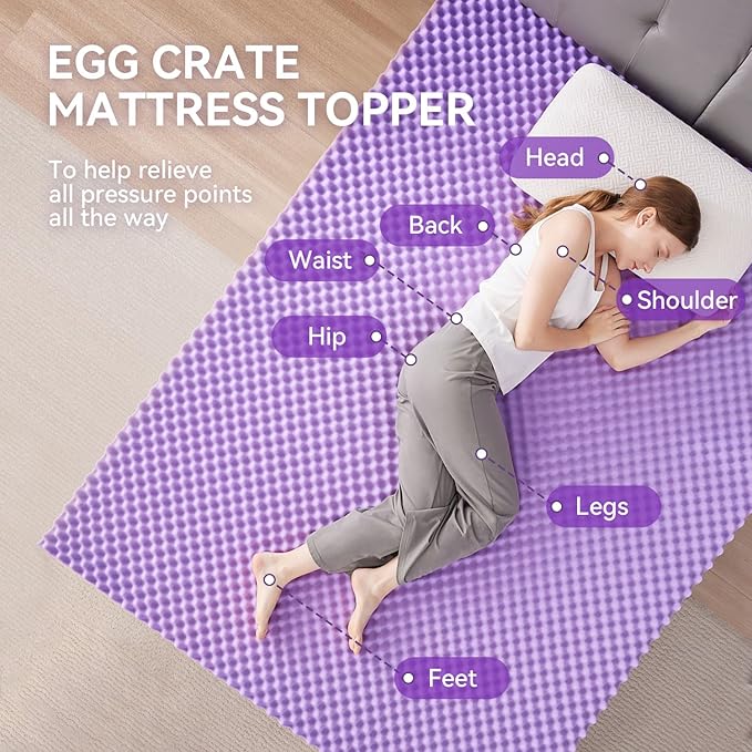 SINWEEK 3.8 Inch Egg Crate Memory Foam Mattress Topper Twin XL, Twin Extra Long Mattress Pads for College Dorm Single Bed, Pressure Relieve CertiPUR-US Certified, 39x80 Inches