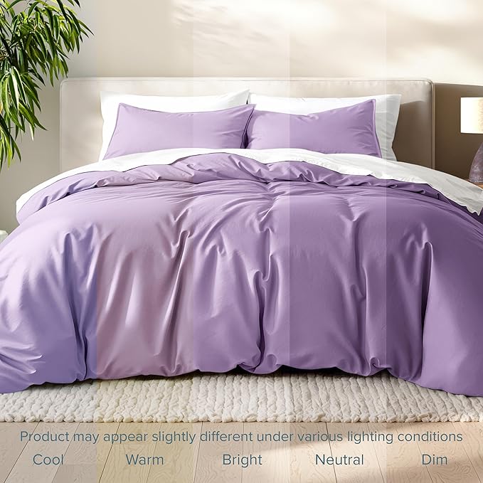 Bare Home Bedding Duvet Cover King Size - Premium 1800 Super Soft Collection - Lightweight, Cooling - Soft Breathable Bedding Duvet Cover (King, Lavender)
