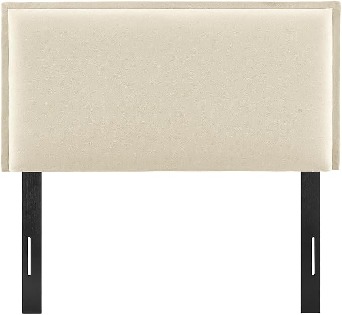 Modway Camille Twin Size Upholstered Linen Blend Headboard with Removable Slipcover – in Linen - Padded Pillow Style Headboard with Adjustable Mounting for Twin Beds