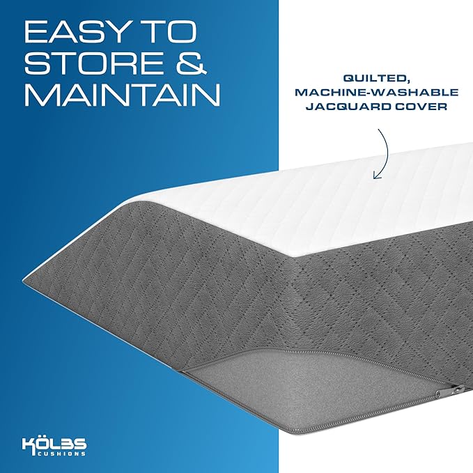 Kolbs Bed Wedge Pillow for Sleep Apnea, FSA Eligible Acid Reflux, and Back Pain Relief, with Chic Jacquard Cover - Headboard Wedges for Sleeping (Flat Top 7" Height)