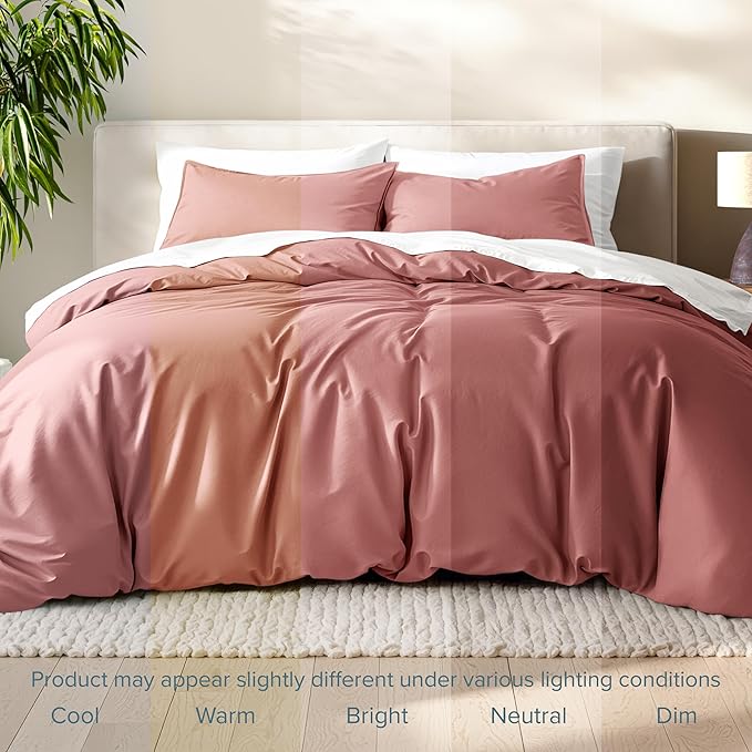 Bare Home Bedding Duvet Cover California King Size - Premium 1800 Super Soft Collection - Lightweight, Cooling - Soft Breathable Bedding Duvet Cover (Cal King, Dusty Rose)