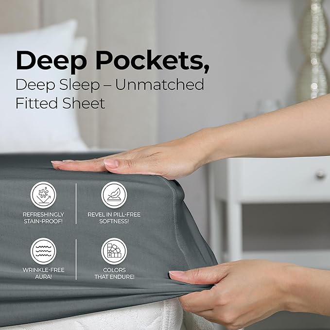Utopia Bedding Twin XL Fitted Sheet - Bottom Sheet - Deep Pocket - Soft Microfiber - Shrinkage and Fade Resistant - Easy Care -1 Fitted Sheet Only (Grey)