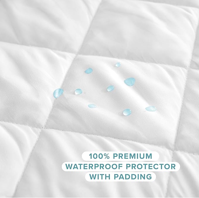 Bare Home Waterproof Quilted Mattress Protector - Cooling Mattress Pad - Protects Against Spills - Easily Washable - Elastic Fitted Mattress Cover - Stretch-to-Fit 15 Inches Deep (Split Flex King)