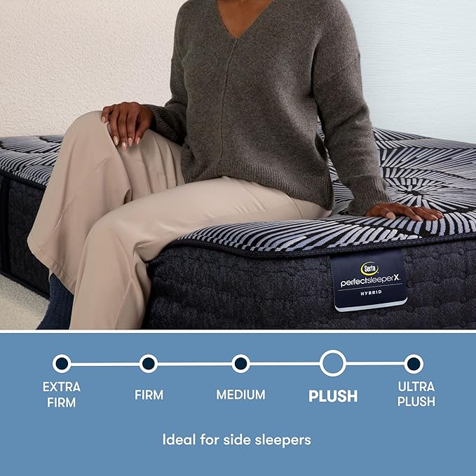 Serta Perfect Sleeper X - Kendall 13" Plush Cal King Hybrid Mattress - 5 Support Zones and Cooling Tech for a Restorative Sleep - 100 Night Trial, CertiPUR-US Certified