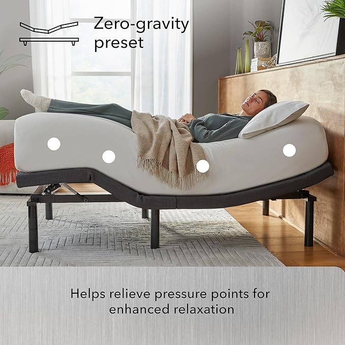Serta baselogic Level 4 Adjustable Base Bed Frame - Queen - Head & Foot Adjustability, Wireless Remote, Zero-Gravity and Memory Presets, Dual Massage Setting, and USB A&C Charging Ports