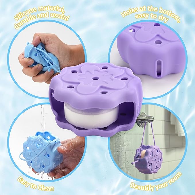 Purple Shower Steamer Tray, Silicone Soap Dish Holder, Hangable and Reusable Shower Steamer Holder/Hanger, Bath Bombs Holder, Shower Accessory, Aromatherapy Diffuser Containers, Gift for Her