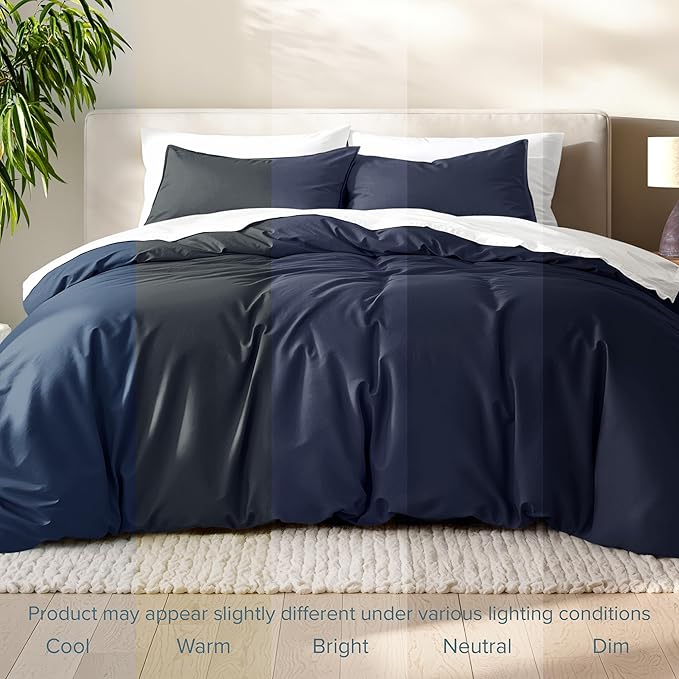 Bare Home Bedding Duvet Cover California King Size - Premium 1800 Super Soft Collection - Lightweight, Cooling - Soft Breathable Bedding Duvet Cover (Cal King, Midnight Blue)