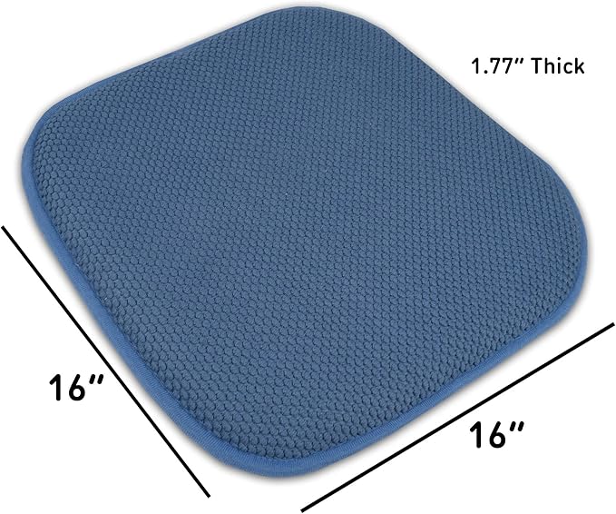 4 Pack Memory Foam Honeycomb Nonslip Back 16" x16" Chair/Seat Cushion Pad, Blue