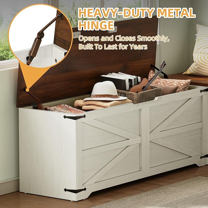 DWVO L-Shaped Storage Bench, 18" High Corner Dining Bench with Safety Hinges, Wooden Nook Chest for Living Room, Bedroom