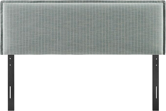 Modway Camille King Size Striped Linen Blend Pinstripe Headboard with Removable Slipcover – in Spa Blue Stripe - Padded Pillow Style Headboard with Adjustable Mounting for King Beds