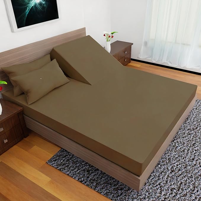 Top Split Flex Head California King Size Sheet Set - Egyptian Quality Ultra-Soft Bed Sheets - Double Brushed - Deep Pockets- Easy Fit - 4 Piece Set- Fade Resistant (Chocolate)